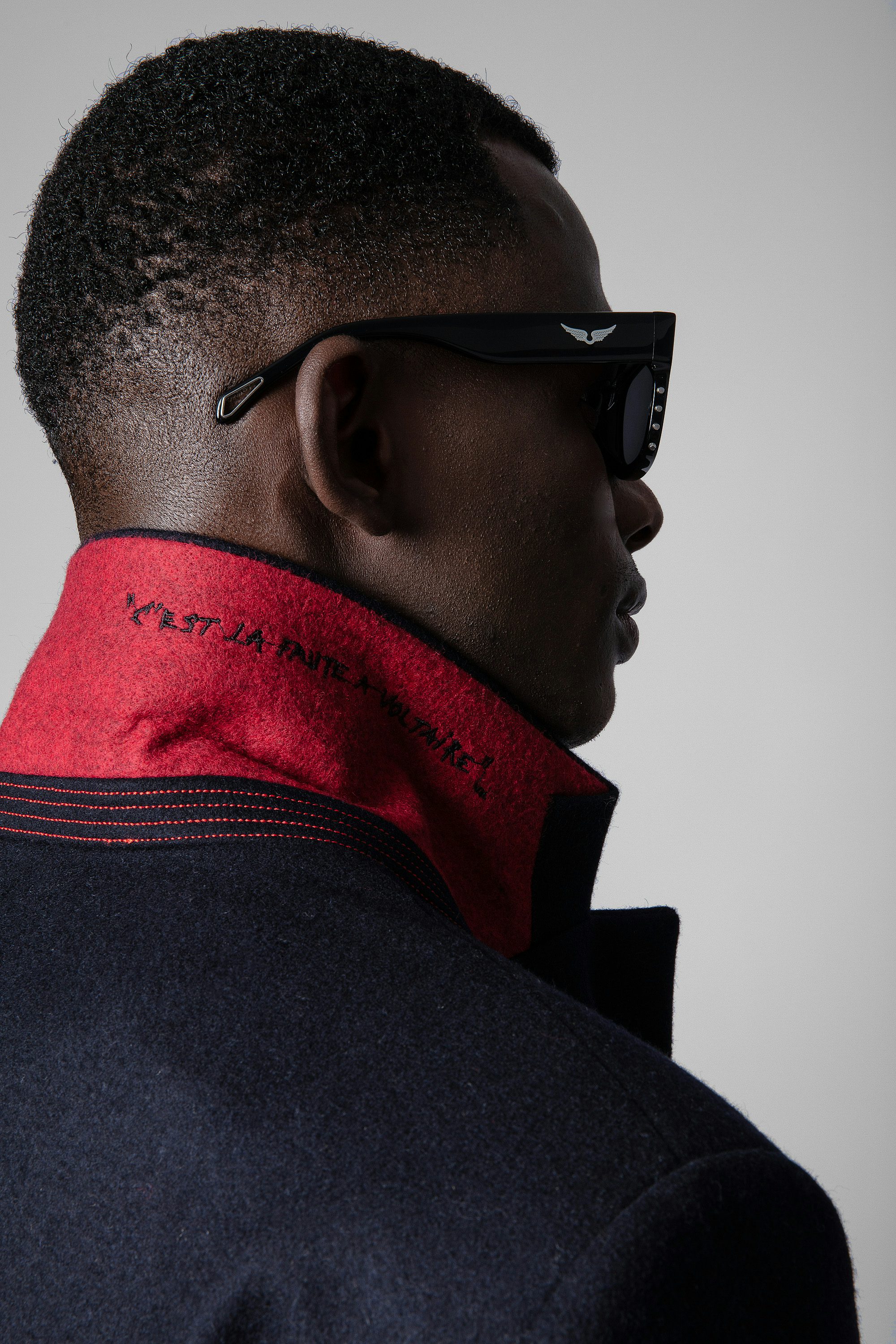 Matt Coat - Straight-cut navy blue wool coat